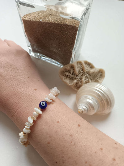 Bracelet chips nacre et oeil protecteur