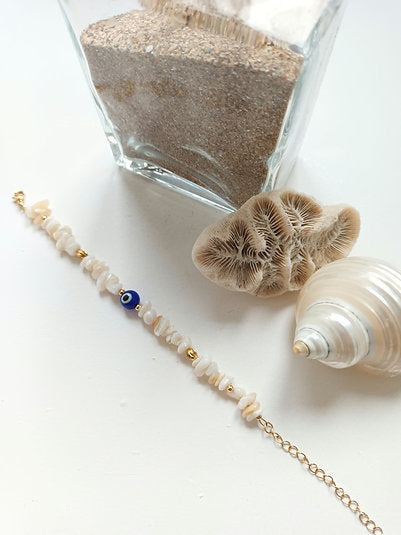Bracelet chips nacre et oeil protecteur
