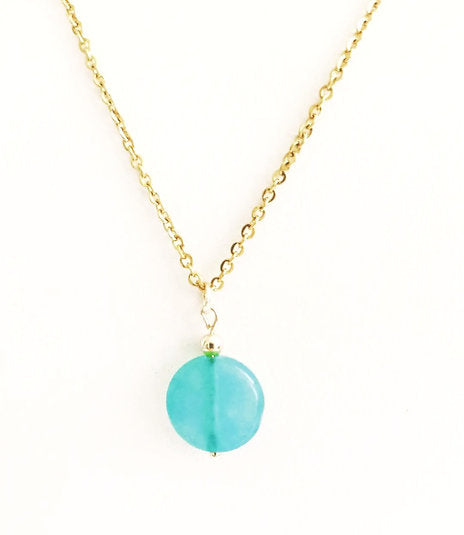 Collier plaqué or - Agate bleu