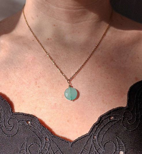 Collier plaqué or - Agate bleu