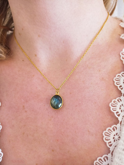 Collier plaqué or - Labradorite