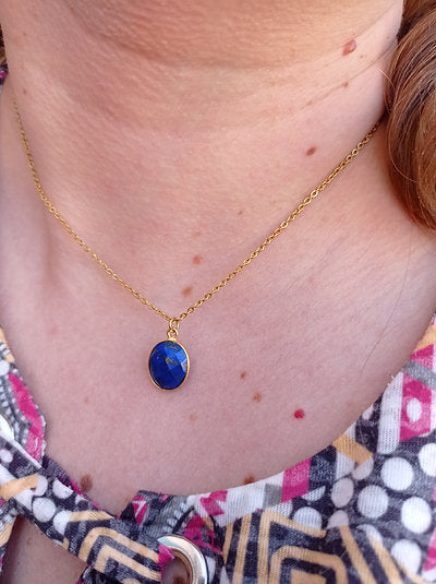 Collier plaqué or lapis lazuli