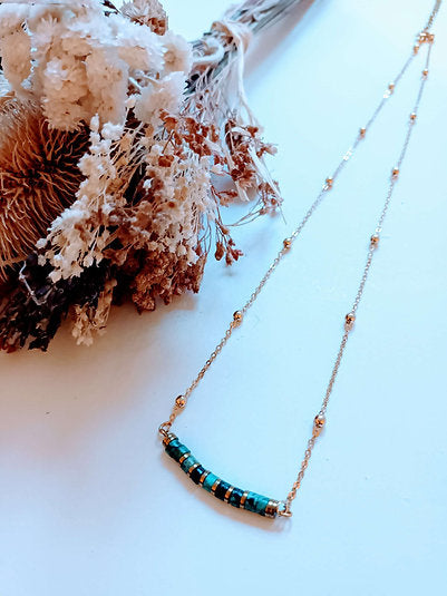 Collier boules plaqué or - Turquoise africaine