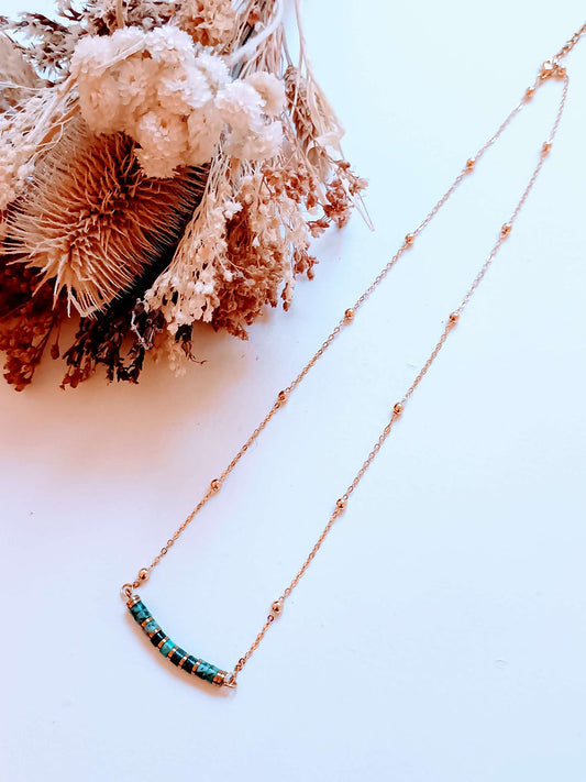 Collier boules plaqué or - Turquoise africaine