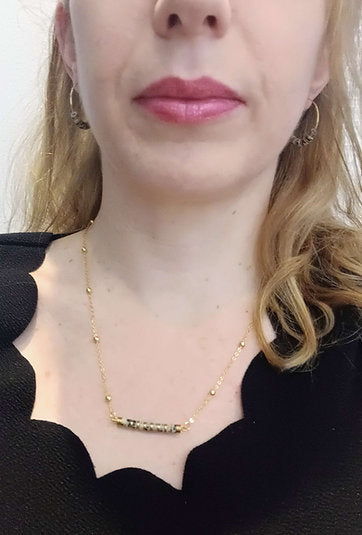 Collier boucles plaqué or  Jaspe Dalmatien
