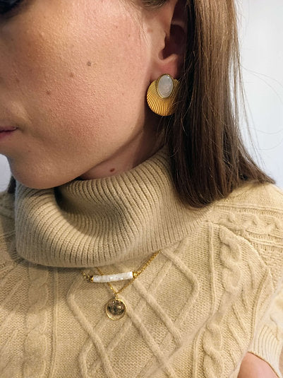 Collier plaqué or - perles heishi nacre