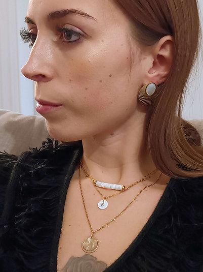 Collier plaqué or - perles heishi nacre