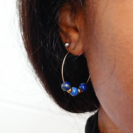 Créoles plaqué or Lapis Lazuli