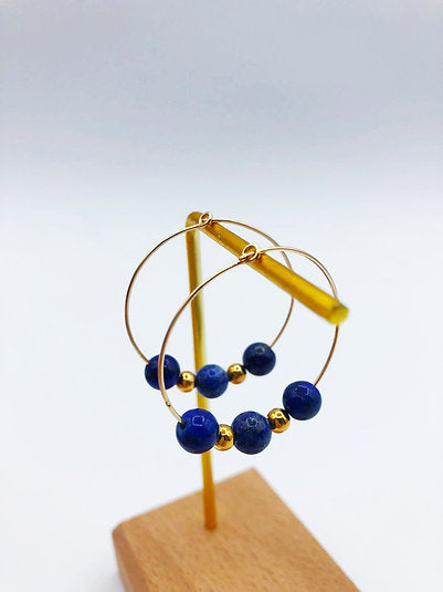 Créoles plaqué or Lapis Lazuli