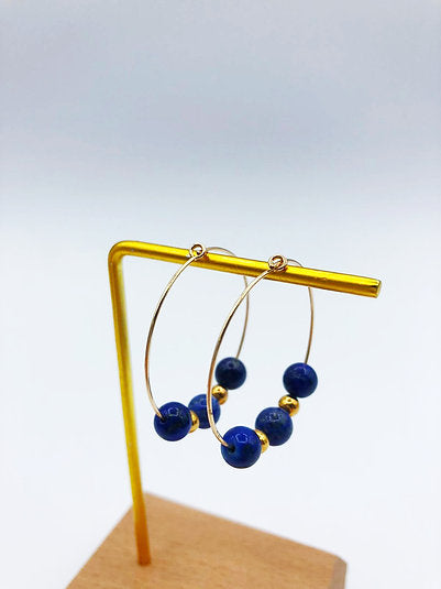 Créoles plaqué or Lapis Lazuli
