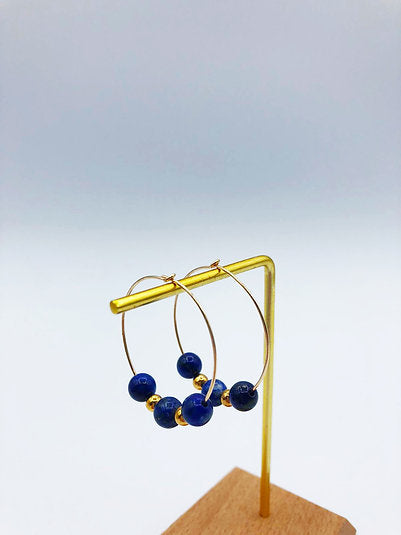 Créoles plaqué or Lapis Lazuli