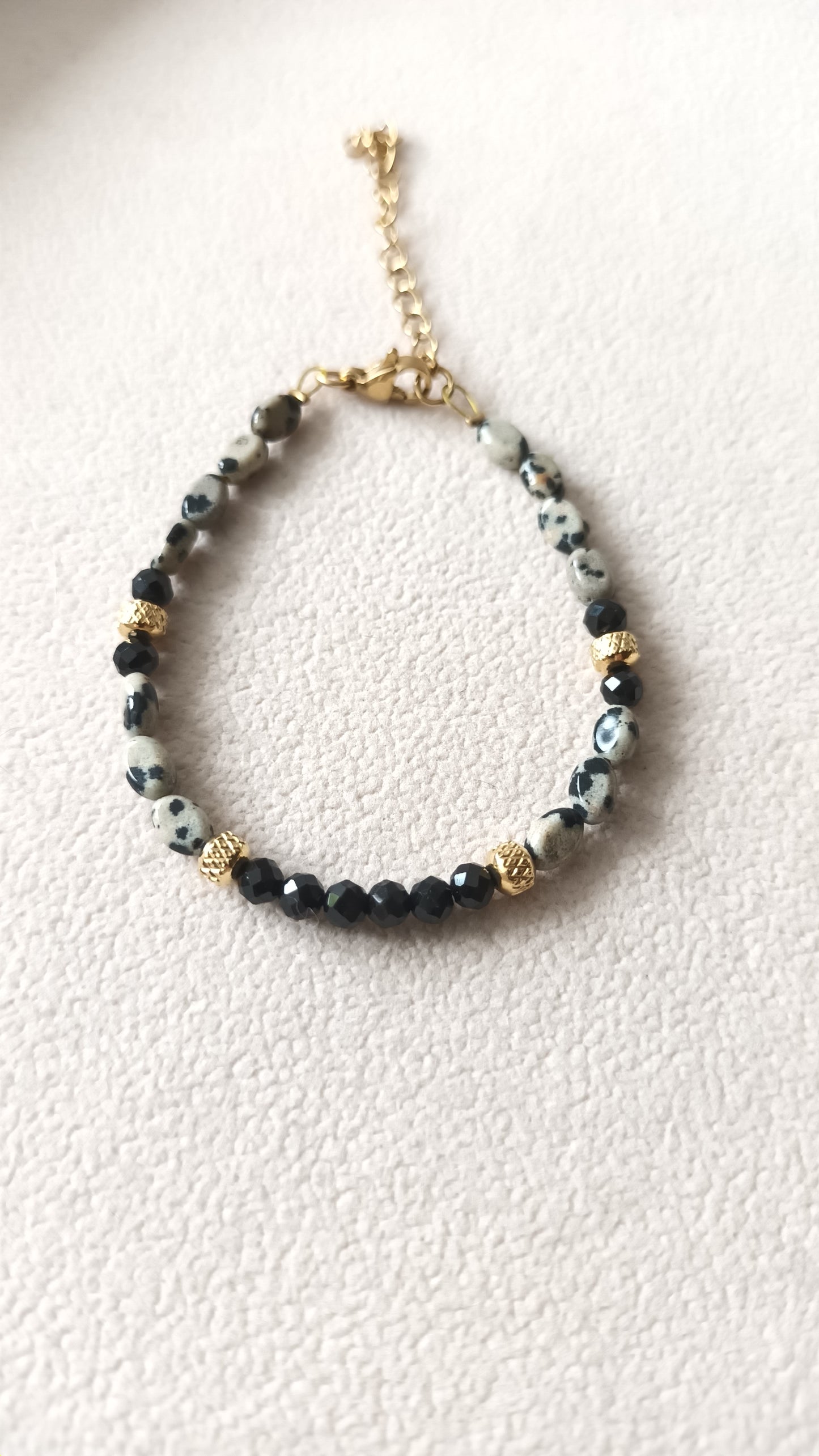 Bracelet onyx et jaspe dalmatien