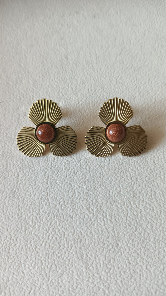 Boucles d'oreilles fleurs - Pierre du soleil