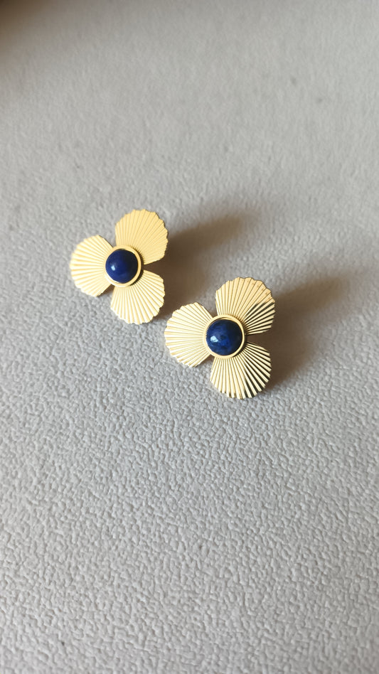 Boucles d'oreilles fleurs - Lapis lazuli