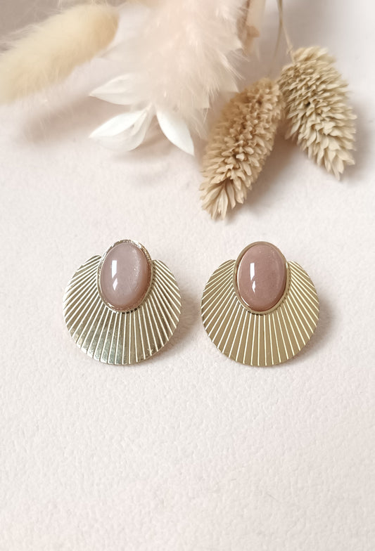 Boucles d’oreilles coquillage pierres du soleil