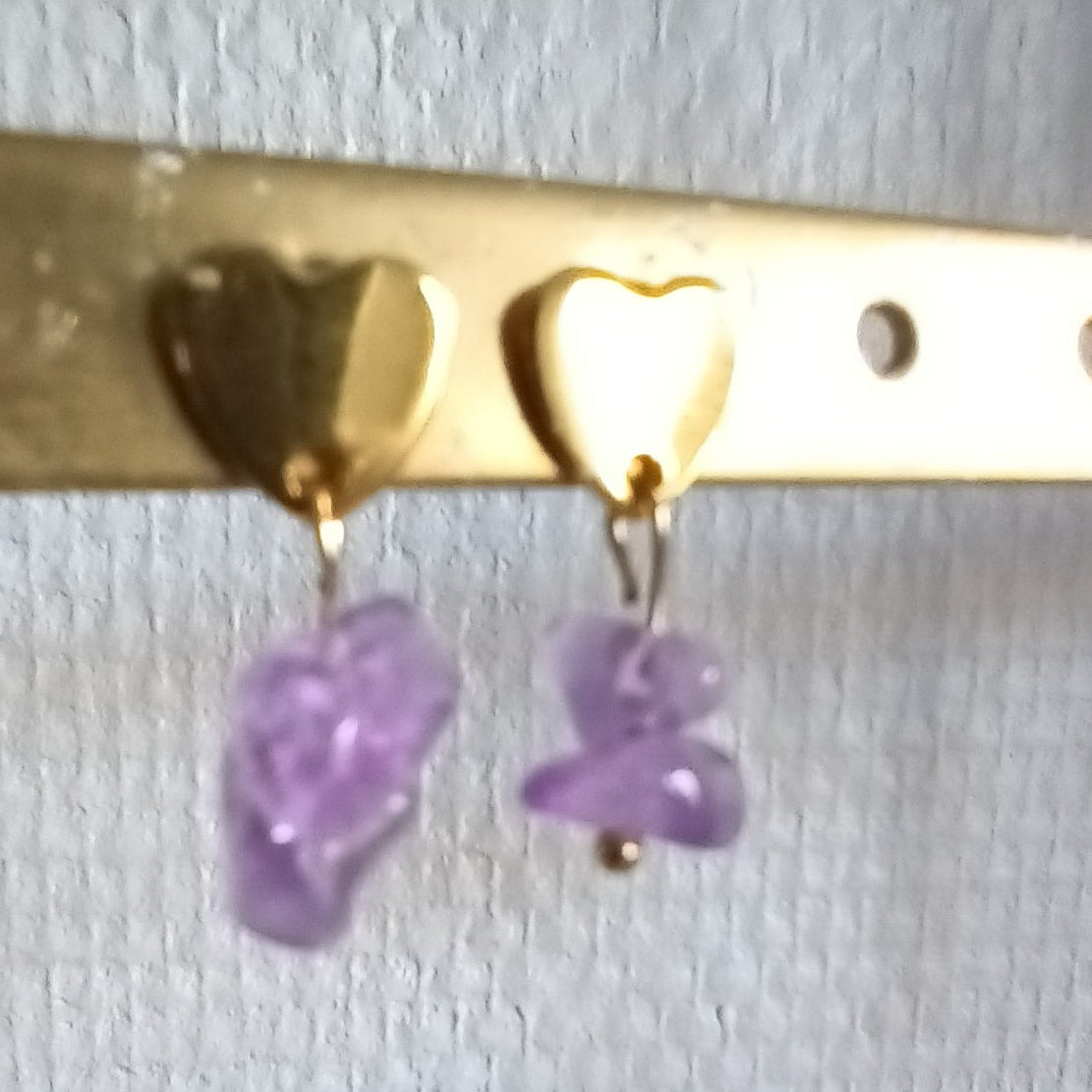Pendientes de ágata verde bañados en oro