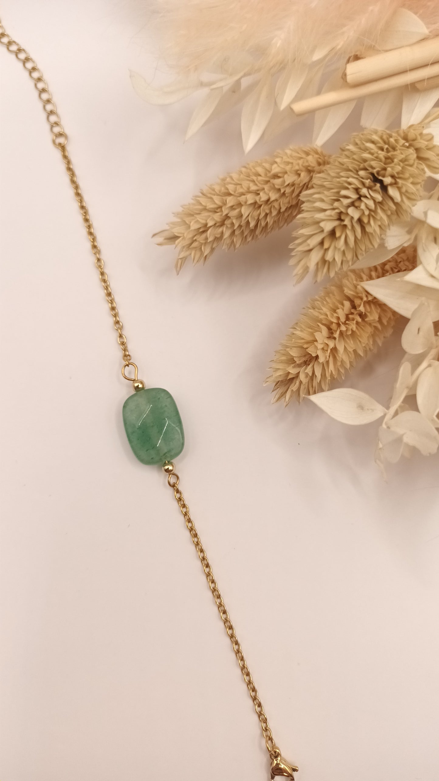 Bracelet chaine fine et pierre carré- Aventurine