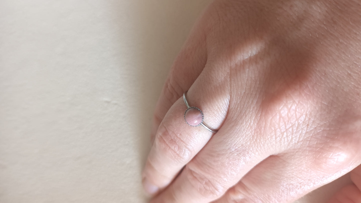 Bague ronde Rhodonite - argenté