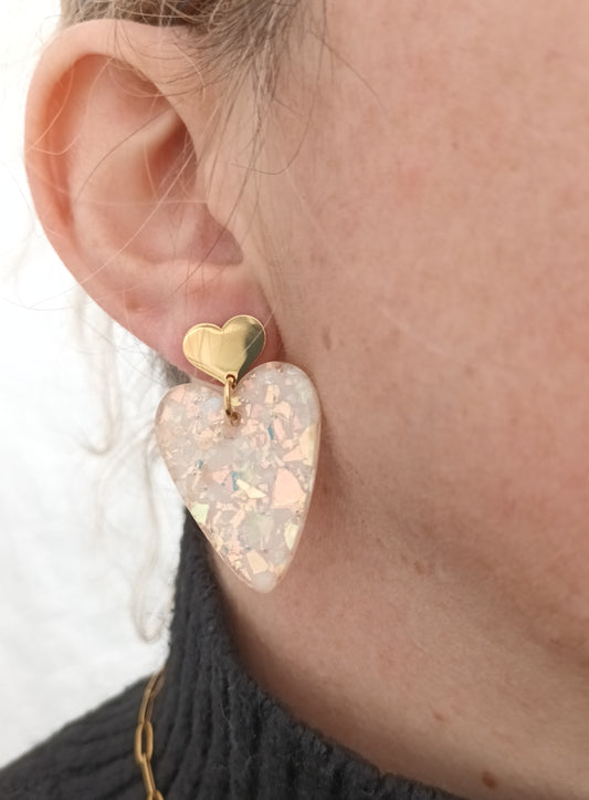 Boucles d'oreilles résine pailletées