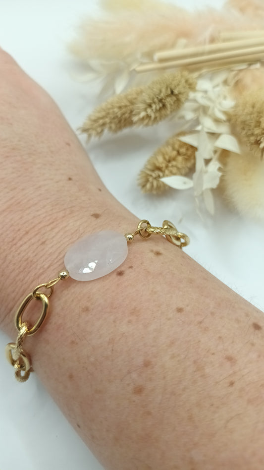Bracelet maille ovale - Quartz Rose