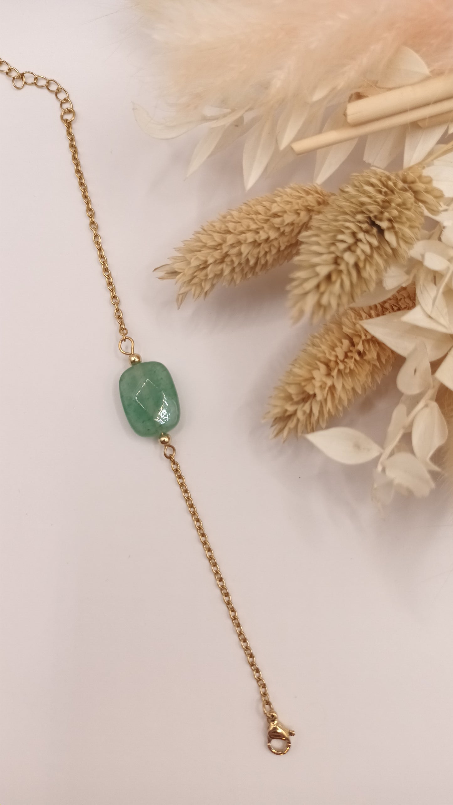 Bracelet chaine fine et pierre carré- Aventurine