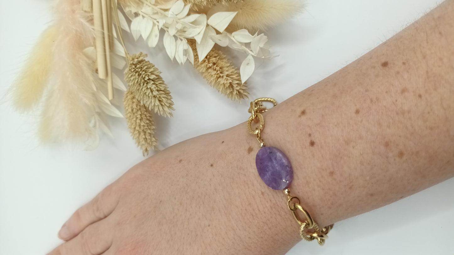 Bracelet maille ovale - Amethyste