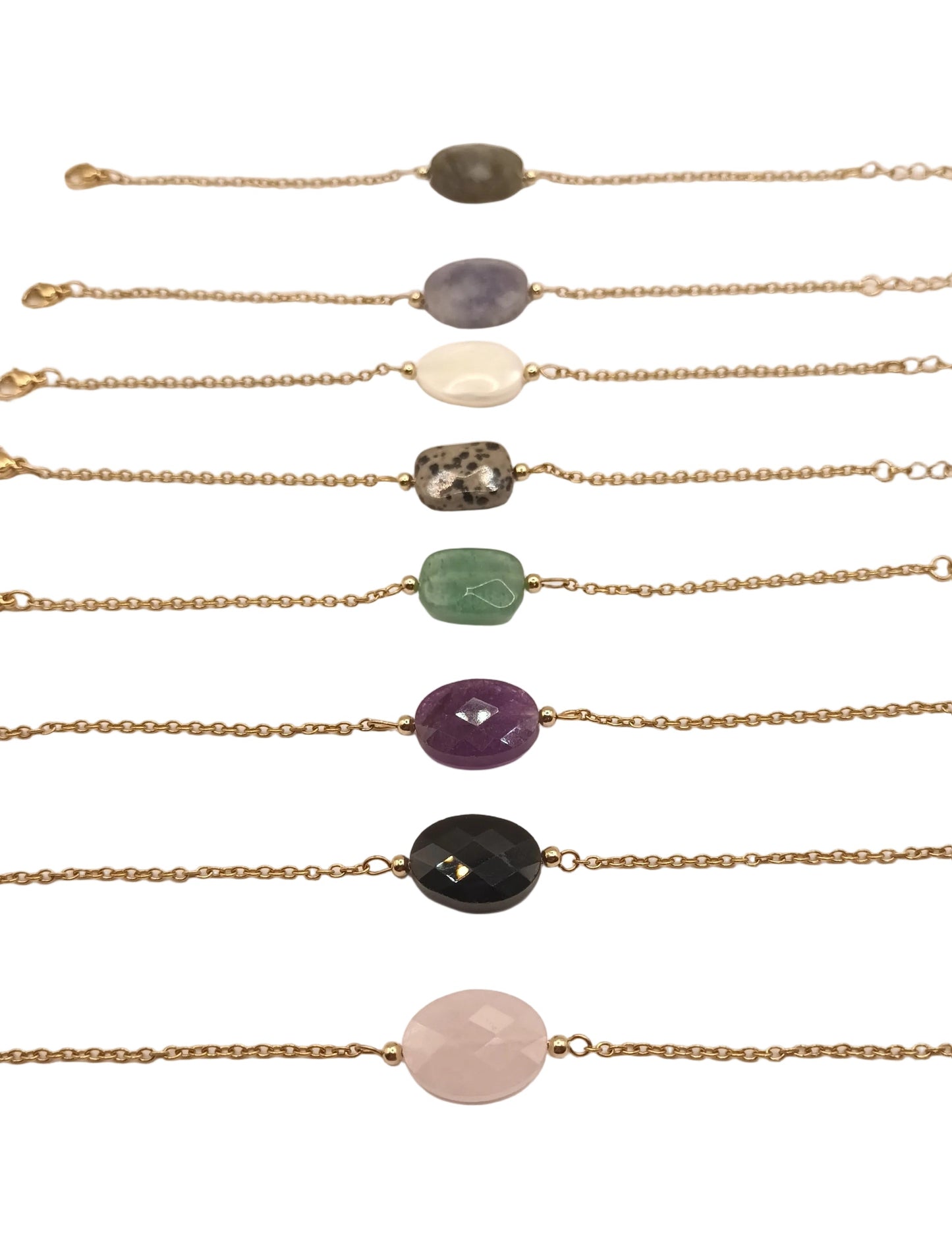 Bracelet chaine fine et pierre ovale - Angelite