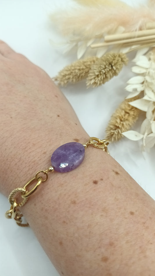 Bracelet maille ovale - Amethyste
