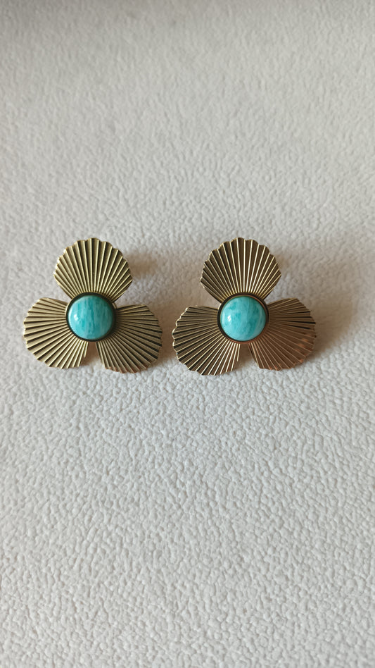 Boucles d'oreilles fleurs - Amazonite