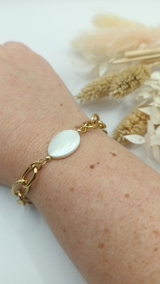 Bracelet maille ovale - Nacre