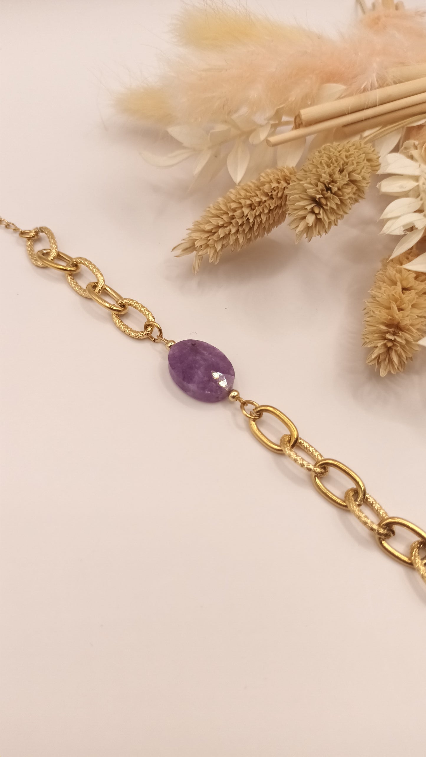 Bracelet maille ovale - Amethyste