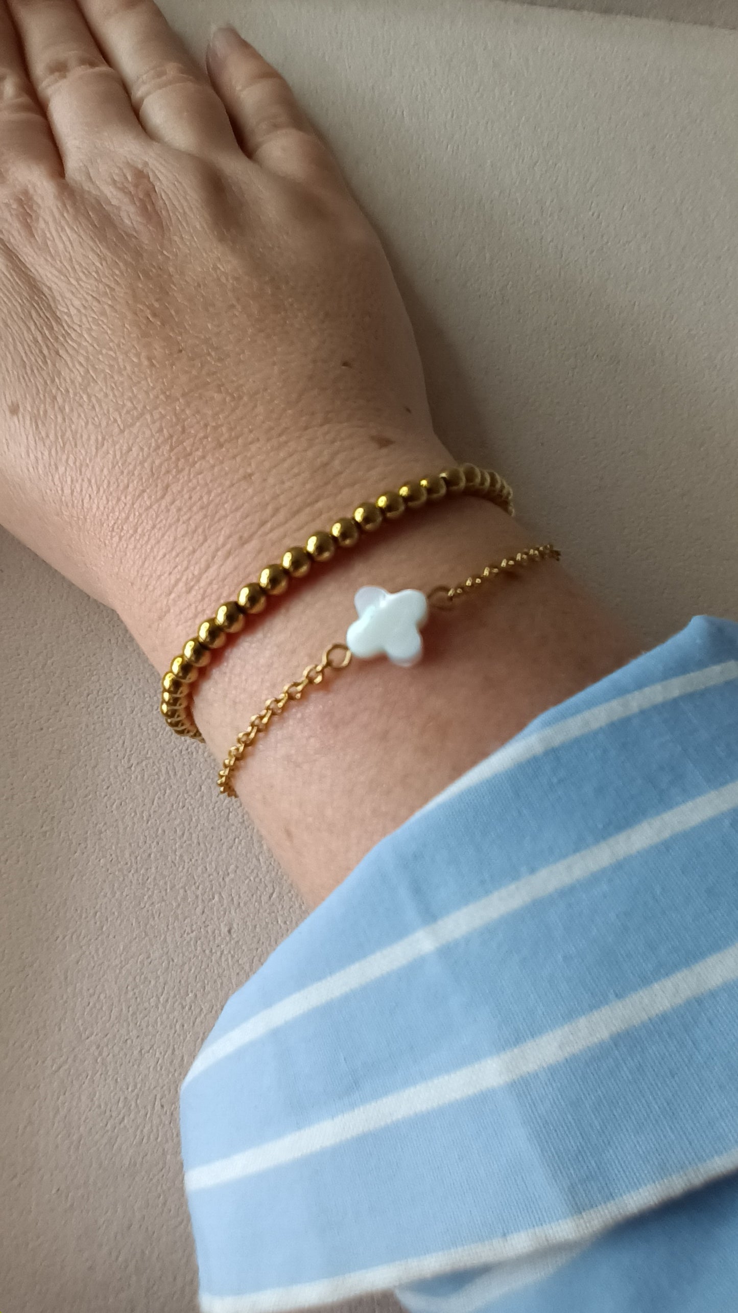 Collection été : Bracelet trefle nacre