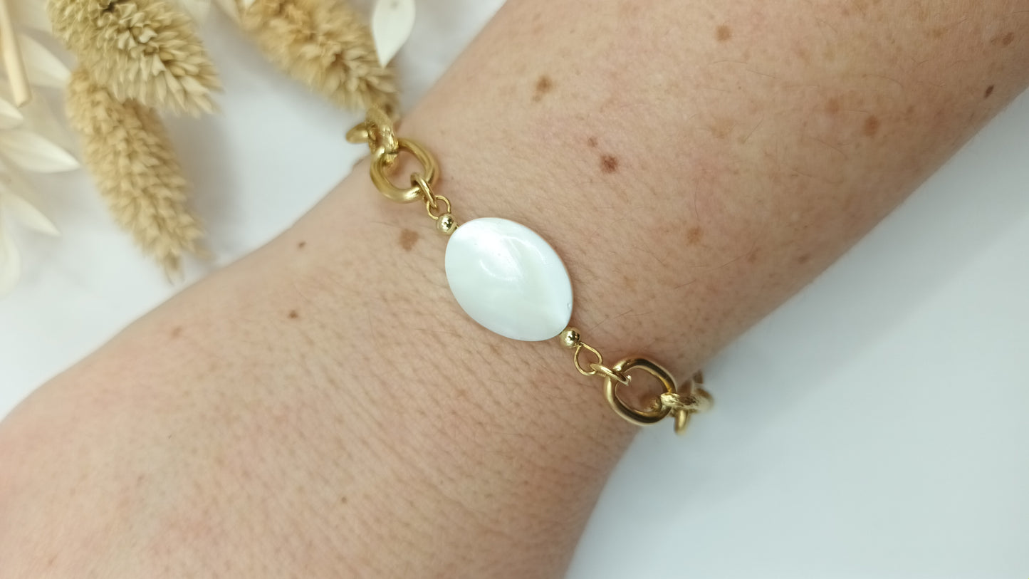 Bracelet maille ovale - Nacre