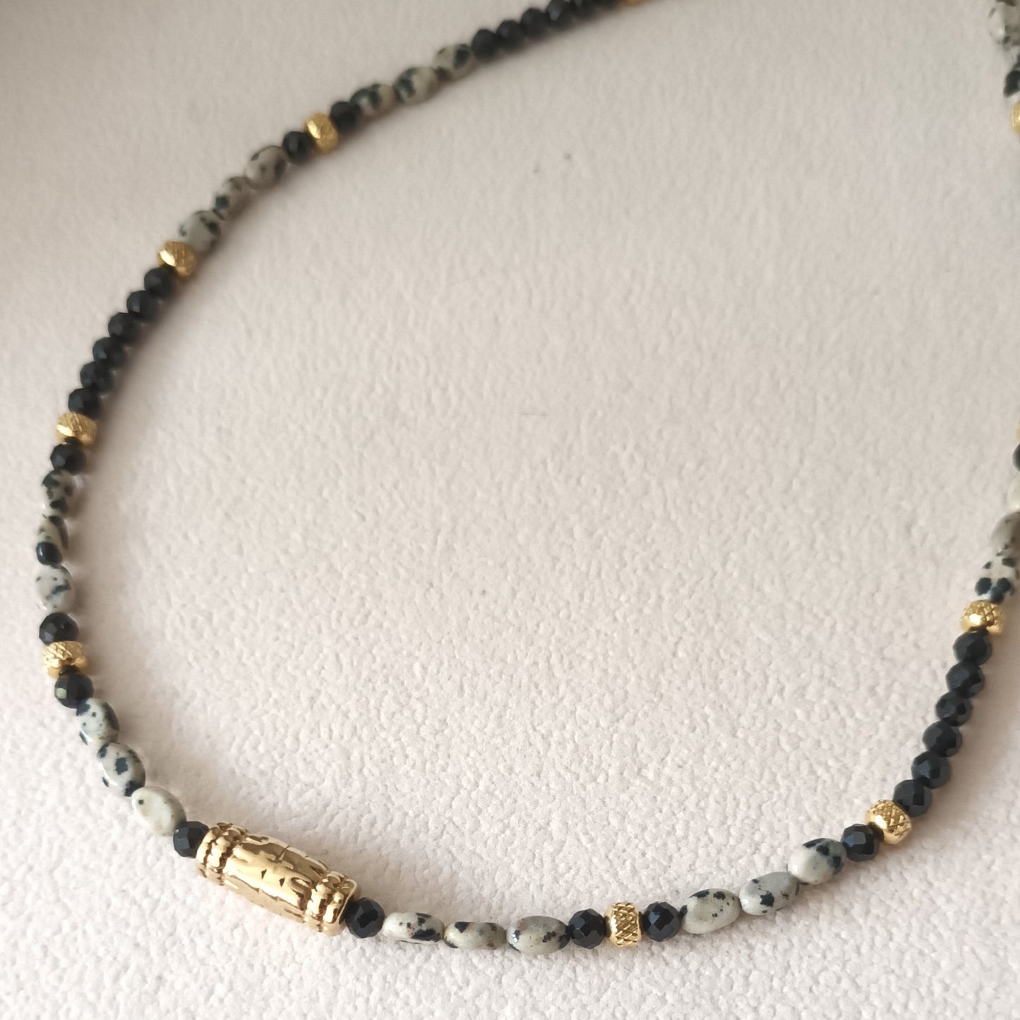Collier onyx et jaspe dalmatien