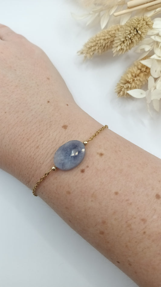 Bracelet chaine fine et pierre ovale - Angelite