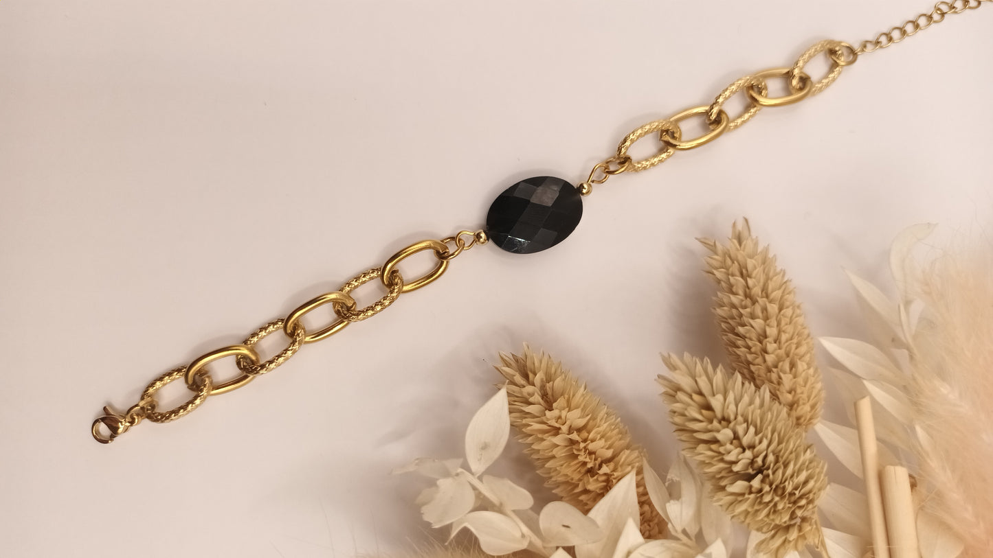 Bracelet maille ovale - Onyx