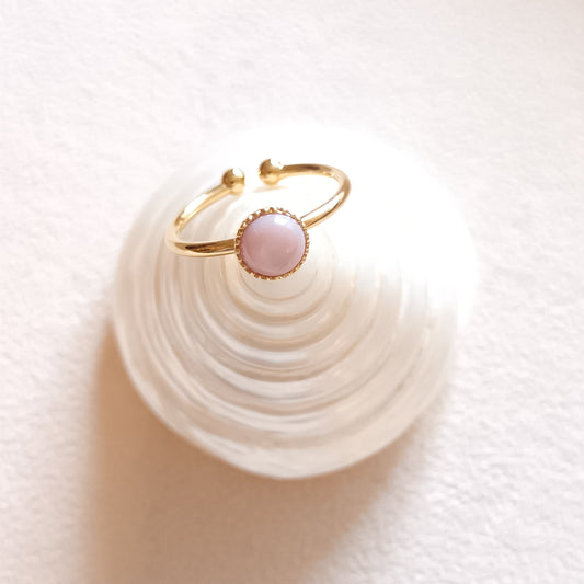 Anillo redondo de aventurina bañado en oro