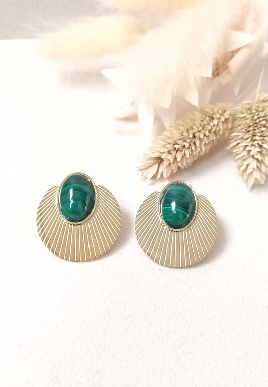 Boucles d'oreilles coquillage malachite
