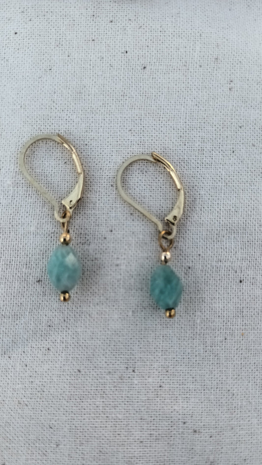 Boucles d'oreilles dormeuse et Amazonite