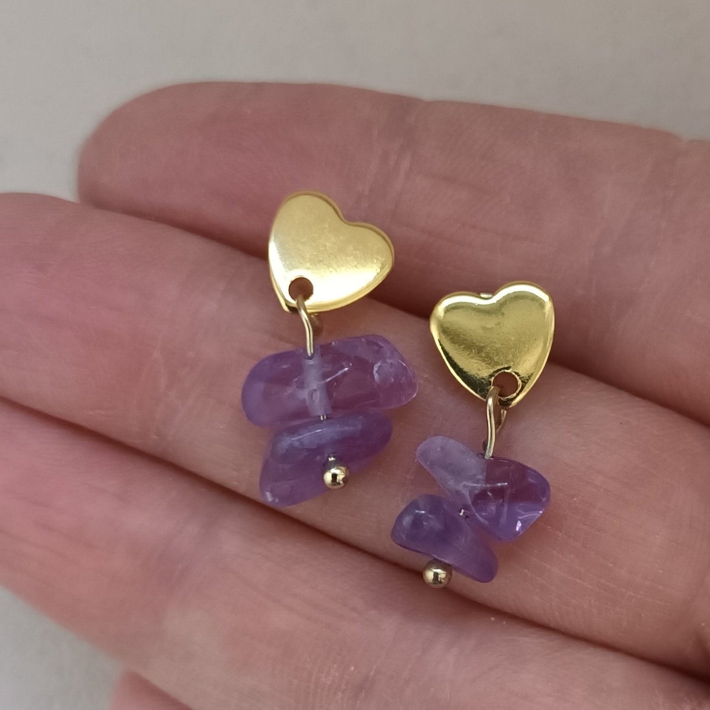 Pendientes de ágata verde bañados en oro