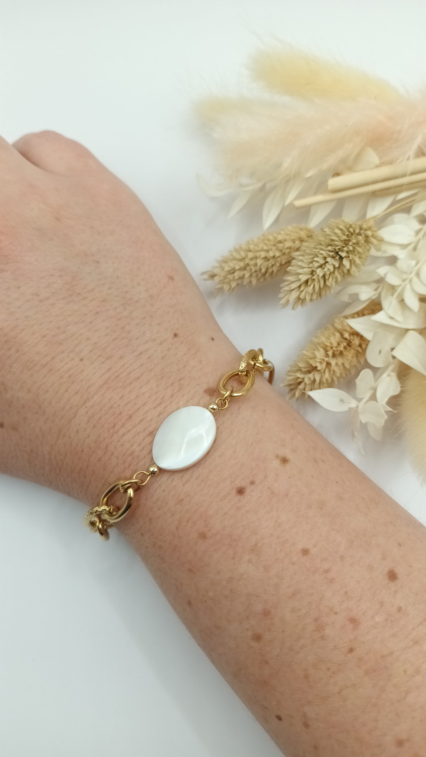 Bracelet maille ovale - Nacre