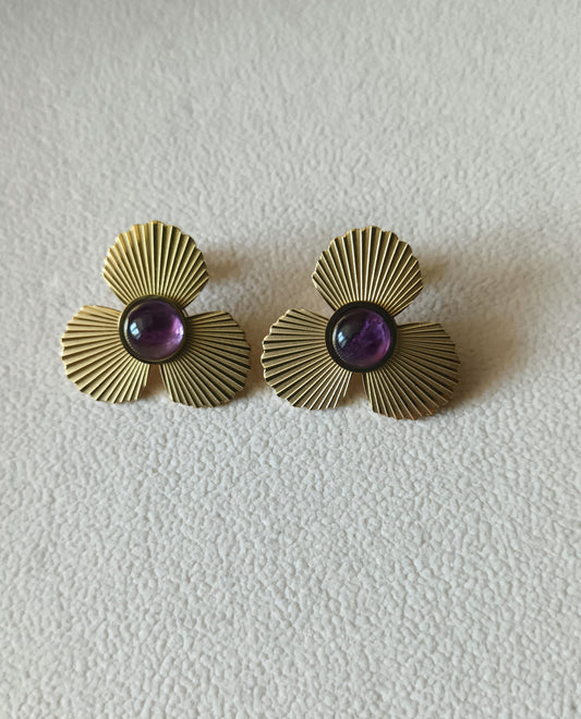 Boucles d'oreilles fleurs - Améthyste