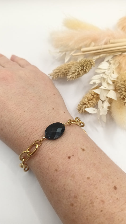 Bracelet maille ovale - Onyx