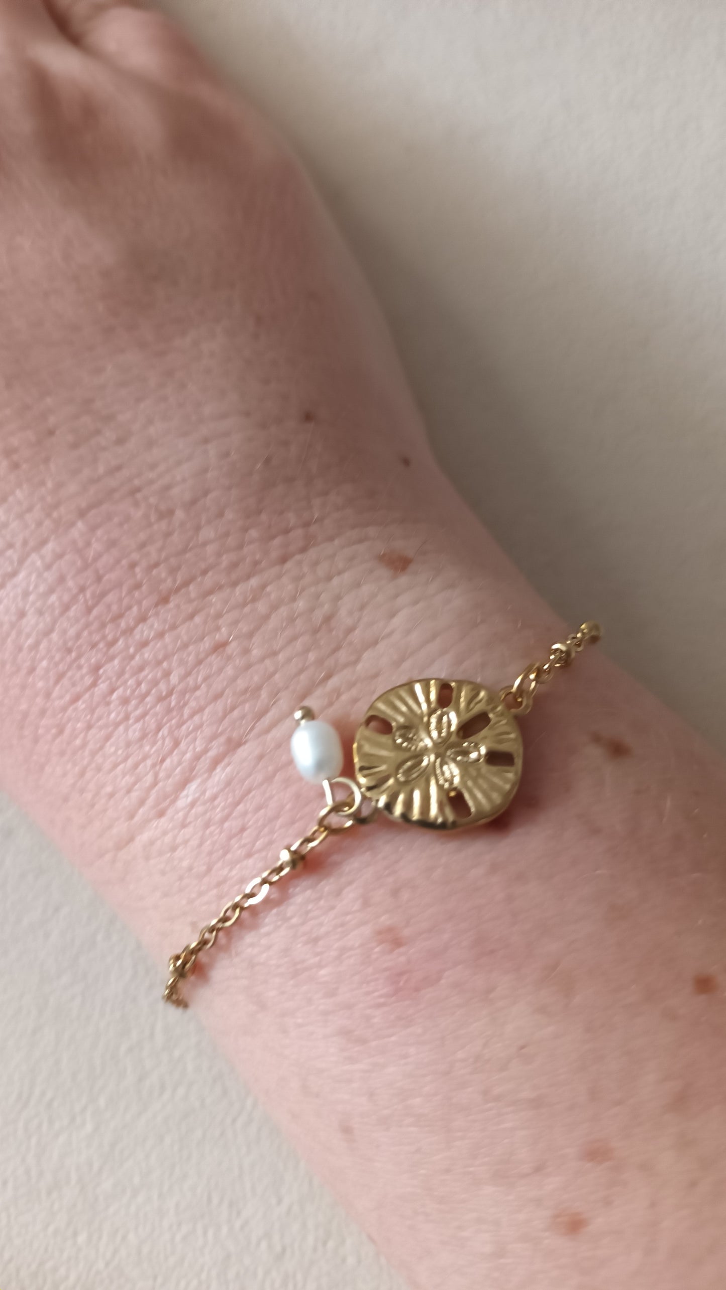 Collection été : Bracelet dollar des sables et perles d'eau douce