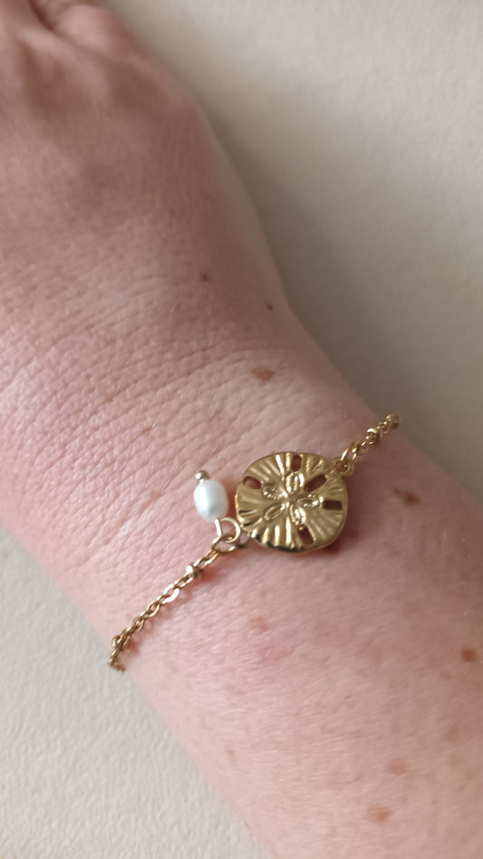 Collection été : Bracelet dollar des sables et perles d'eau douce