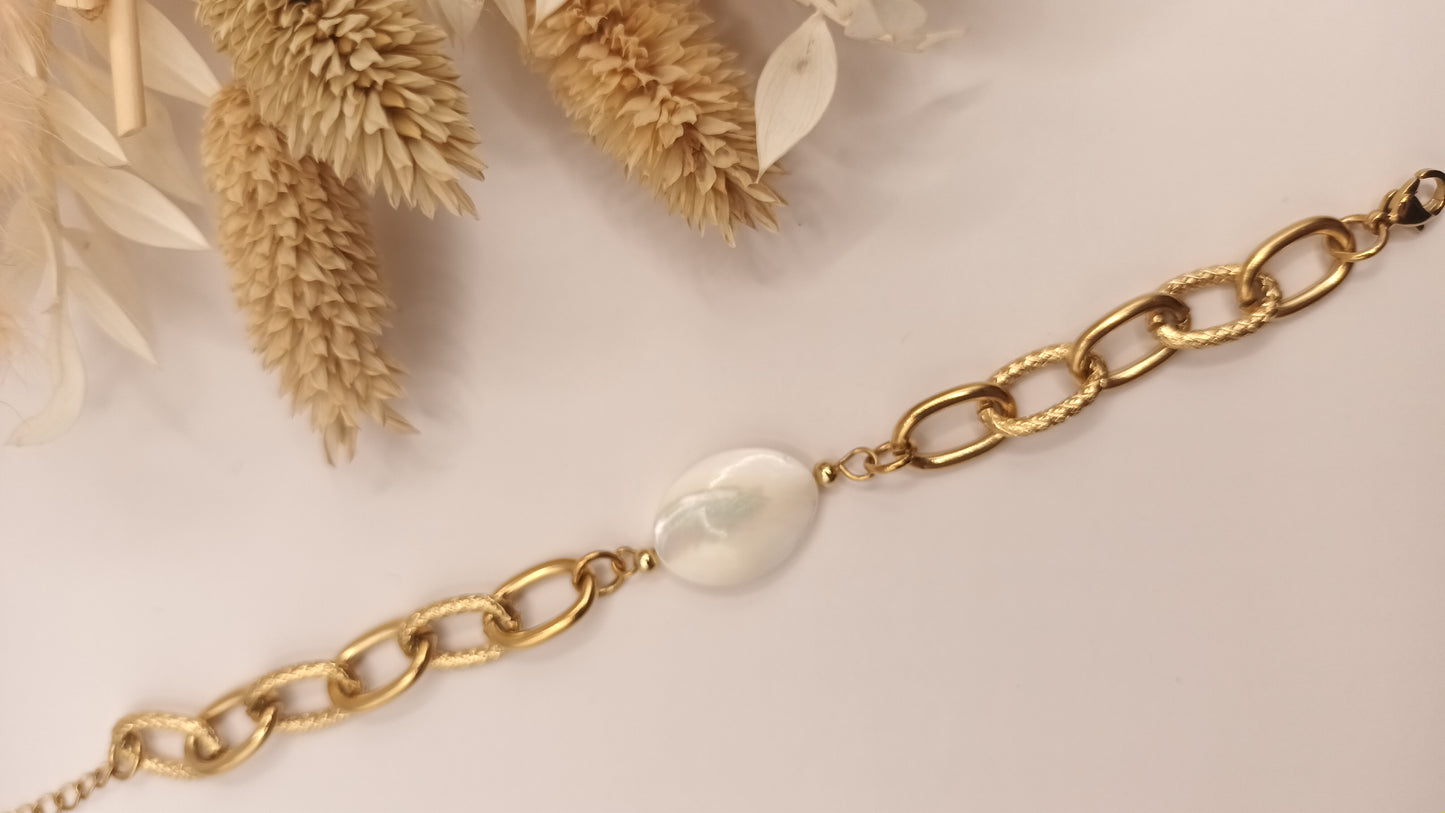 Bracelet maille ovale - Nacre